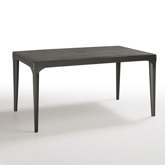 BI Oslo plastovy stol so vzorom dreva grafitová sivá