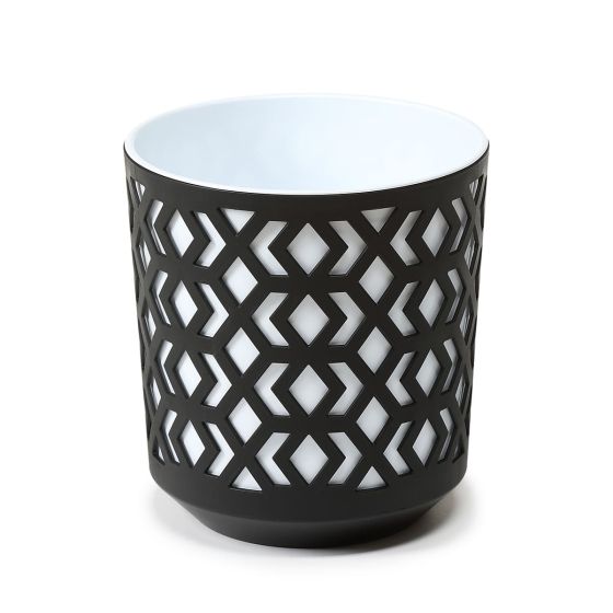 LA Aztek 300 plastový kvetináč 28,5x31,6 cm čierna biela