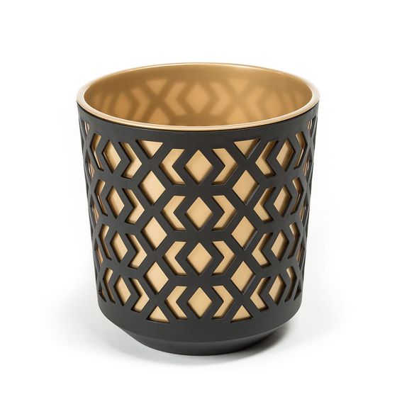 LA Aztek 300 plastový kvetináč 28,5x31,6 cm čierna zlatá