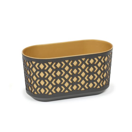 LA Aztek 400 balkónový kvetináč 19,4x39,4x20,3 cm čierna zlatá