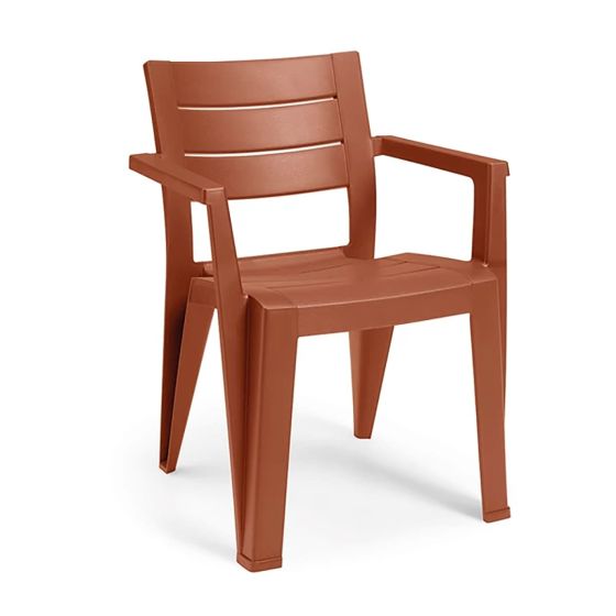 Julie plastová záhradná stolička  s opierkami oranžová