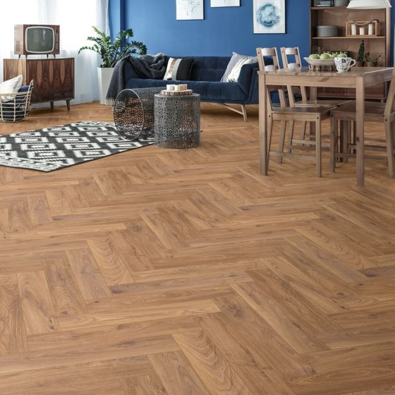 Eurohome Herringbone Firebrand Oak 8 mm laminátová podlaha
